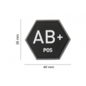 patch hexagonal velcro groupe sanguin ab+