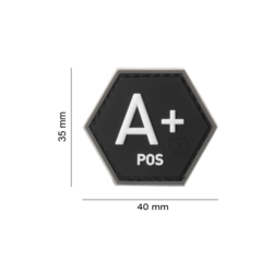 patch hexagonal velcro groupe sanguin a+ 2