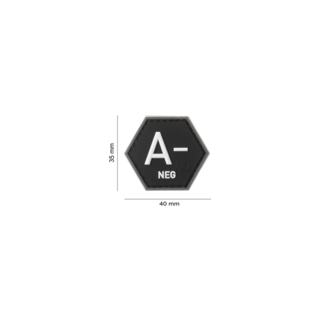 patch hexagonal velcro groupe sanguin a- neg