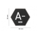 patch hexagonal velcro groupe sanguin a- neg