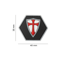 patch hexagonal velcro croix croisé templier rouge 2
