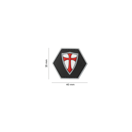 patch hexagonal velcro croix croisé templier rouge