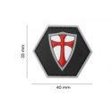 patch hexagonal velcro croix croisé templier rouge