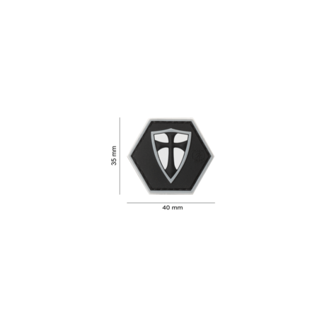 patch hexagonal velcro bouclier croix croisé templier swat