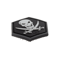 patch hexagonal velcro pirate tete de mort sabre