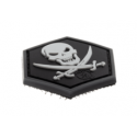 patch hexagonal velcro pirate tete de mort sabre