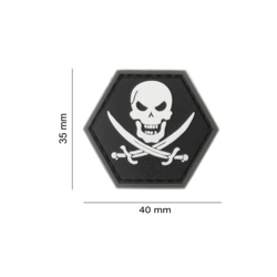 patch hexagonal velcro pirate tete de mort sabre 2