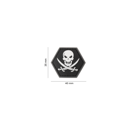 patch hexagonal velcro pirate tete de mort sabre