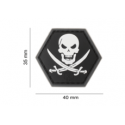 patch hexagonal velcro pirate tete de mort sabre