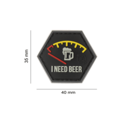 patch hexagonal velcro i need beer biere jaune rouge