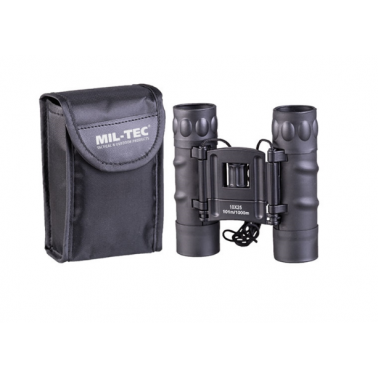 jumelles grossissantes 10x25 noir + housse miltec 15702102 Mil-Tec – Équipement militaire, airsoft et outdoor - 1