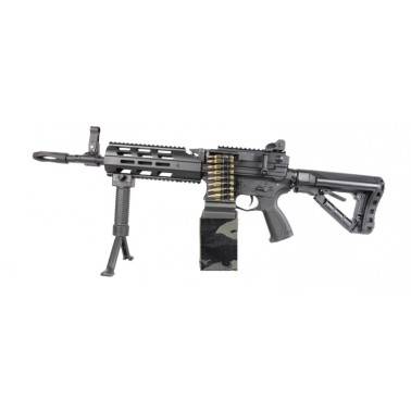 CM16 LMG g&g mosfet et etu 1.2j multicam black + ammo box + poignee bipied +bande de balles G&G Armament – Répliques et accessoi