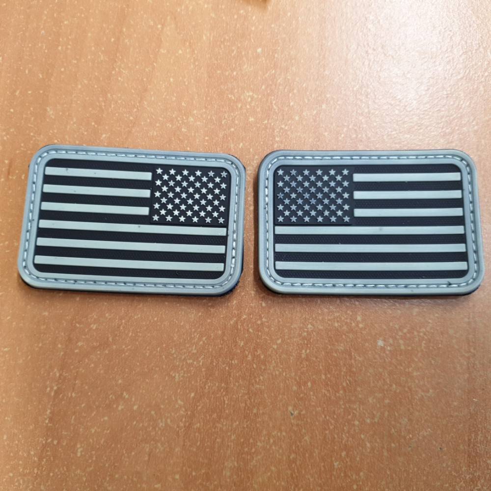 lot de 2 patchs drapeaux americain phosphorescents (droit et gauche)