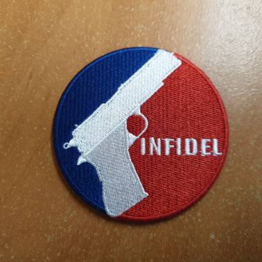 patch velcro replique de poing infidel bleu blanc rouge diam 7.5cm  - 1