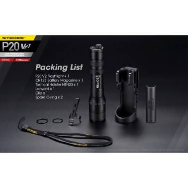 lampe NITECORE P20V2 1100 lumens avec mode stroboscope