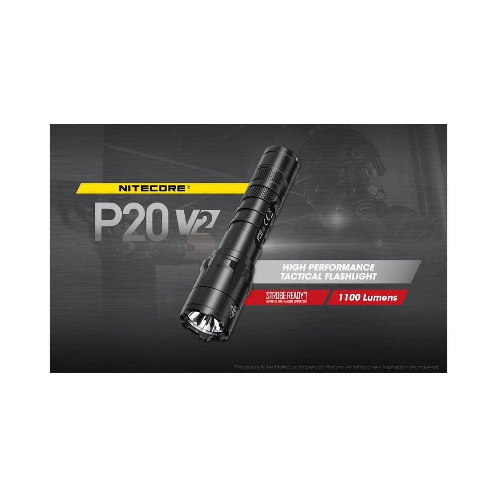 lampe NITECORE P20V2 1100 lumens avec mode stroboscope