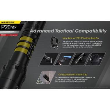lampe NITECORE P20V2 1100 lumens avec mode stroboscope