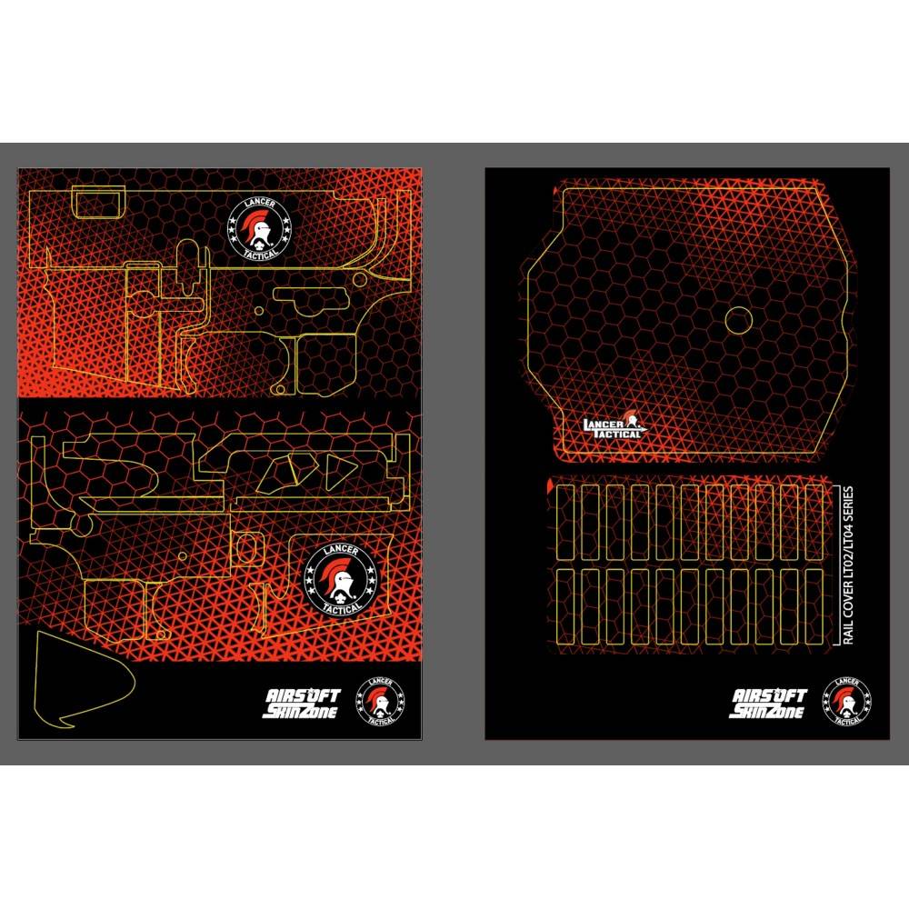 kit SKIN noir et rouge géométrique pour M4 AirsoftSkinZone