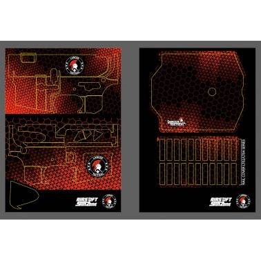 kit SKIN noir et rouge géométrique pour M4 AirsoftSkinZone
