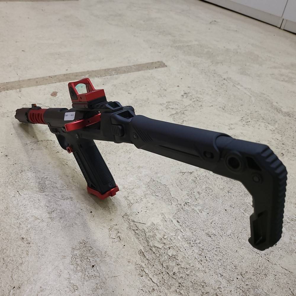 AAP custom assassin noir et rouge avec RMR et crosse et traceur