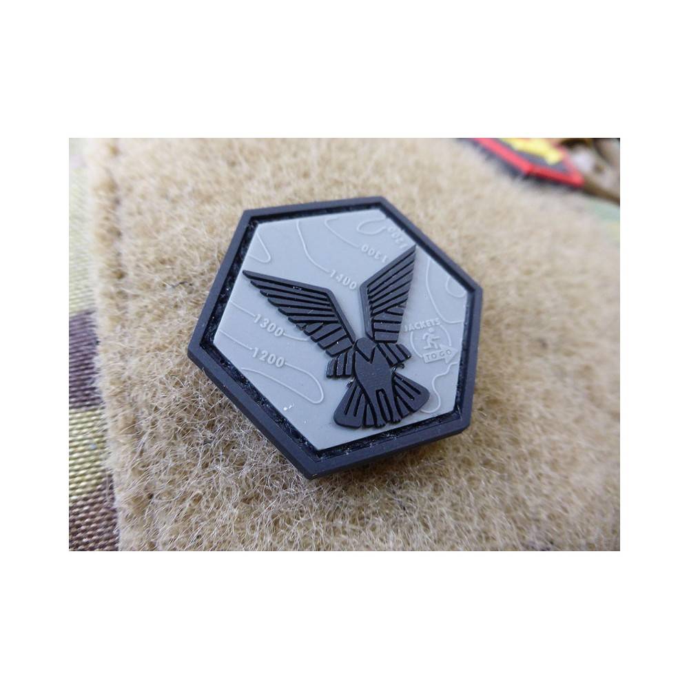 patch hexa scouts aigle noir fond gris