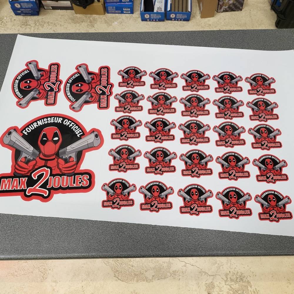 planche de 28 stickers autocollants vinyle 3 tailles de votre logo
