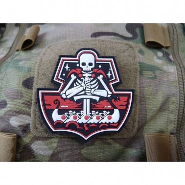 patch pvc ghost ship skull squelette couleur blanc et rouge