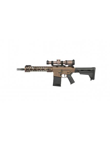 Pack AEG AR308M deluxe bi-ton ARES antisnipe avec silencieux, lunette et mallette