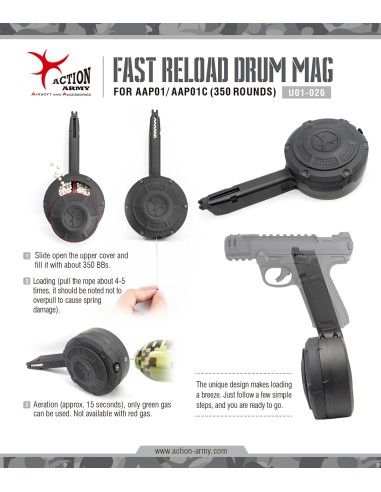 DRUM AAp01 et we17 et glock gaz 350bb's ACTION ARMY