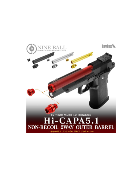 Outer Barrel 2 Way Non-recoil Silver pour Hi-capa 5.1 Marui