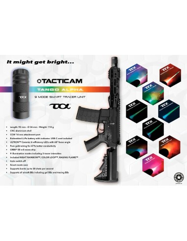 Traceur TANGO ALPHA Multicouleurs TACTICAM avec flamme 14mmccw 