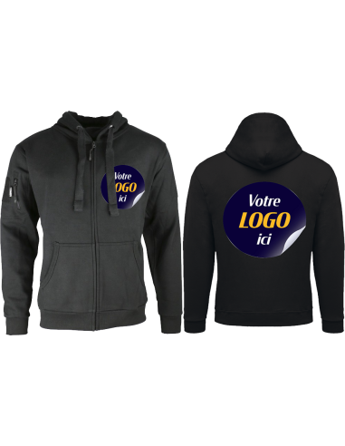 Veste KOMBAT avec fermeture avec impression coeur et dos de votre logo