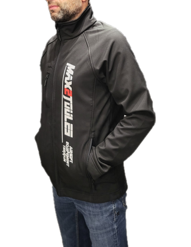 Veste Softshell Noir 3 couches avec impression coeur et dos 