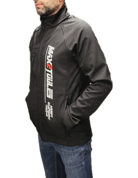 Veste Softshell Noir 3 couches avec impression coeur et dos 