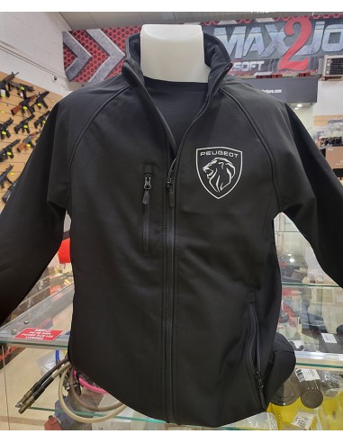 Veste Softshell Noir 3 couches avec impression coeur uniquement
