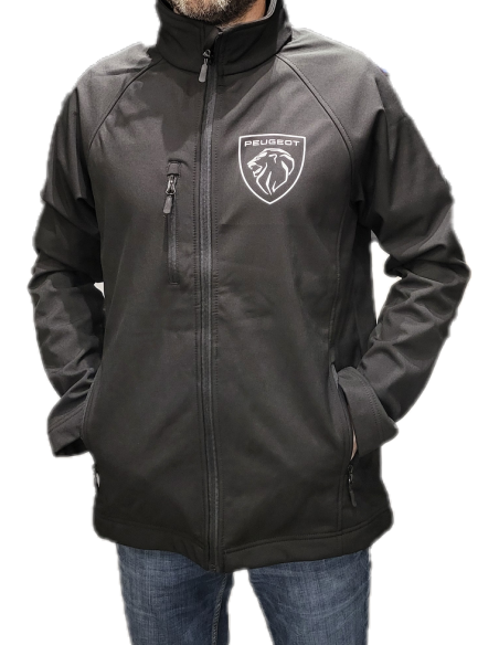 Veste Softshell Noir 3 couches avec impression coeur uniquement