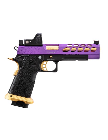 Hi-capa 5.1 GBB STRYK violet et or avec RMR LANCER TACTICAL