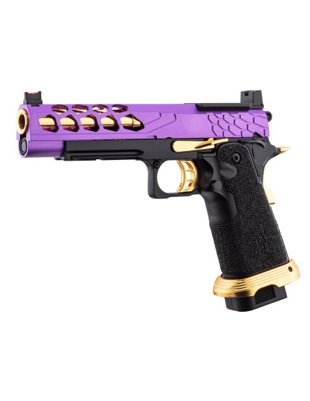 Hi-capa 5.1 GBB STRYK violet et or avec RMR LANCER TACTICAL lancer tactical