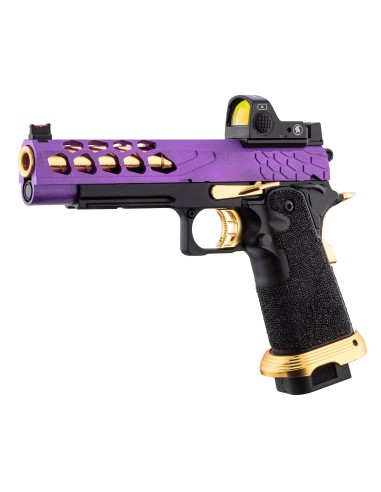 Hi-capa 5.1 GBB STRYK violet et or avec RMR LANCER TACTICAL lancer tactical