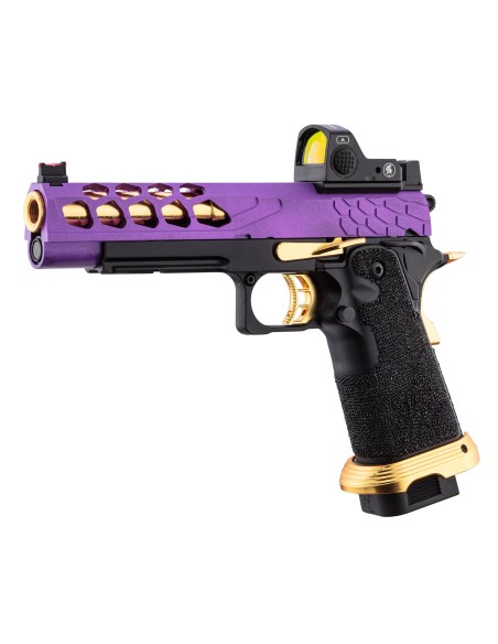 Hi-capa 5.1 GBB STRYK violet et or avec RMR LANCER TACTICAL lancer tactical