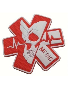 patch velcro PVC MEDIC hexa blanc et rouge