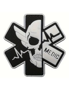 patch velcro PVC MEDIC hexa noir et blanc