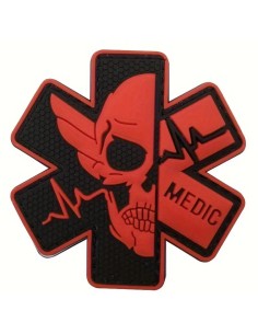 patch velcro PVC MEDIC hexa noir et rouge