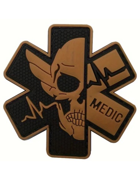 patch velcro PVC MEDIC hexa noir et brun