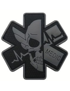 patch velcro PVC MEDIC hexa gris et noir 