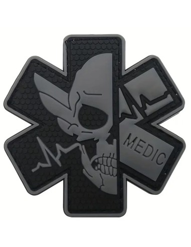 patch velcro PVC MEDIC hexa gris et noir 