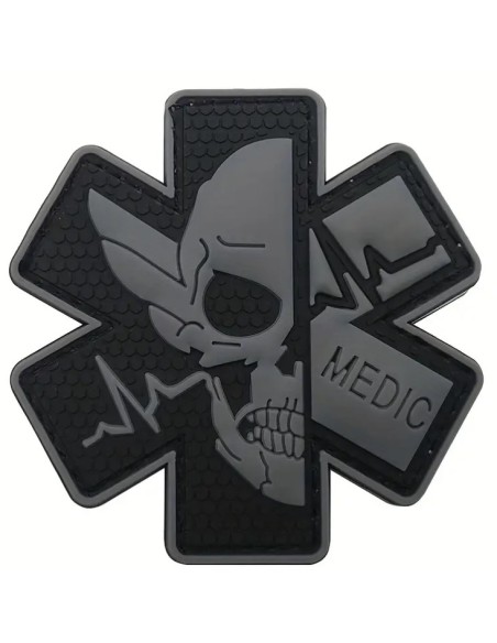patch velcro PVC MEDIC hexa gris et noir 