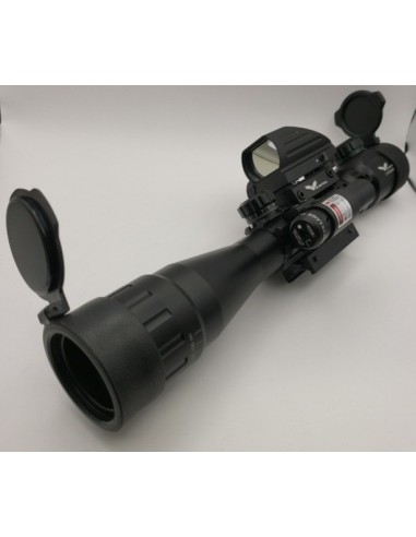 Combo lunette 3-9x40 avec point rouge et laser JS-tactical
