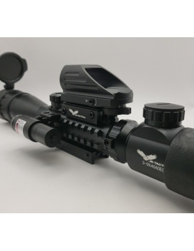 Combo lunette 3-9x40 avec point rouge et laser JS-tactical
