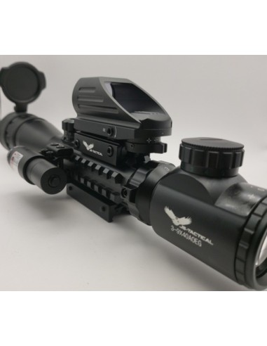 Combo lunette 3-9x40 avec point rouge et laser JS-tactical